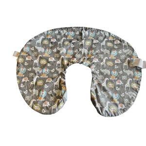 Boppy Pillow Cover ONLY Replacement Gray Animal Print Giraffe Lion Bird Elephant